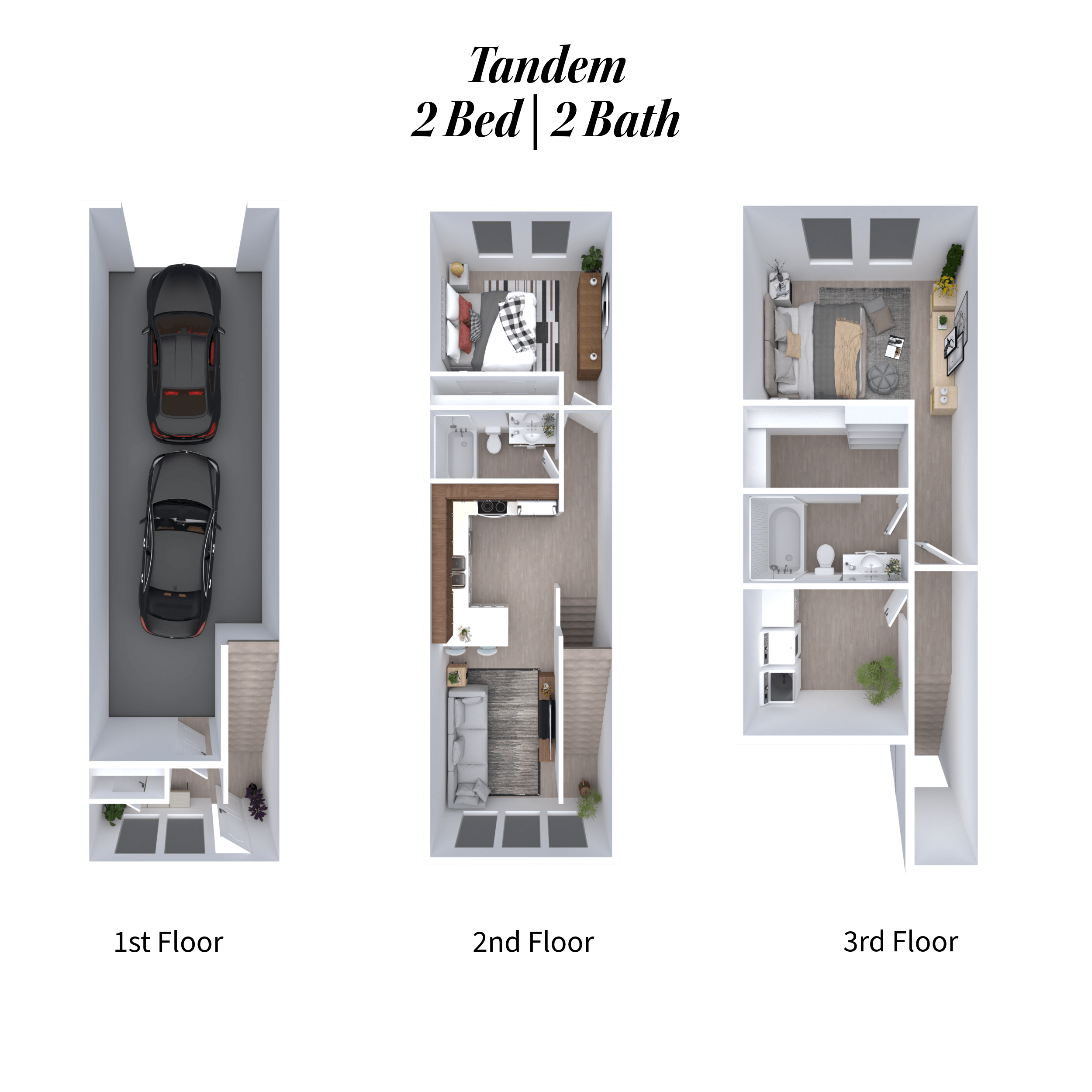 Floor plan for 2 beds, 2 baths, 1197 sqft